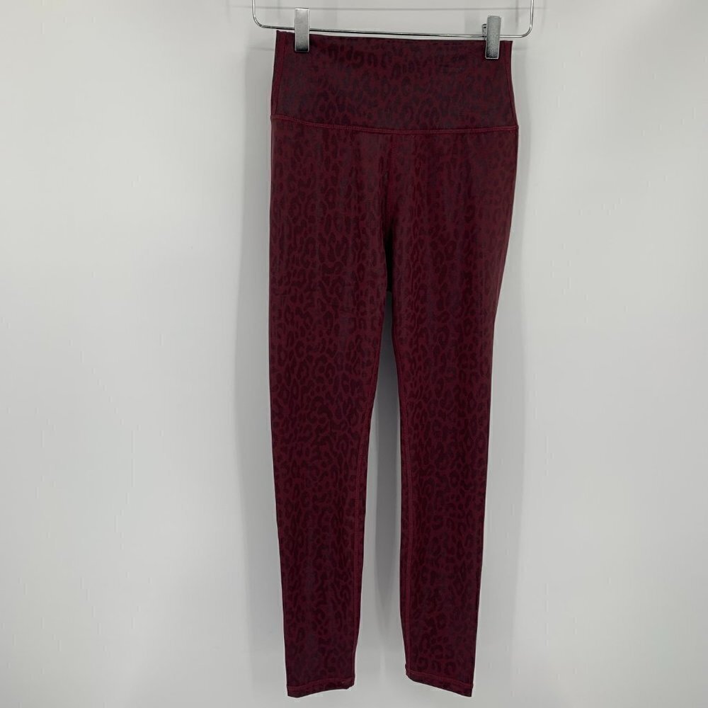 Allfenix 7/8 Length leggings liquid leopard maroon cheetah High Waist new Small